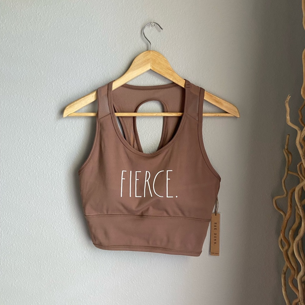 RAE DUNN DEWDROP LONGLINE BRA •deep taupe/size medium